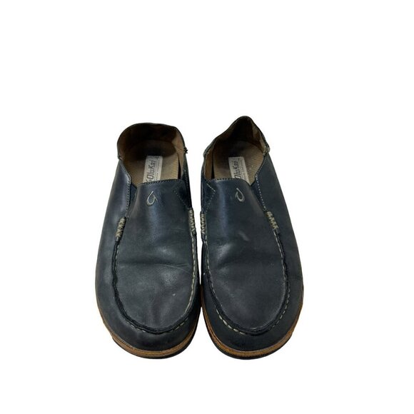 Olukai Moloa Slipper Size 8.5 Black Leather Casual Loafers Shoes 10128-4033 - Picture 4 of 10